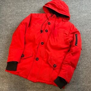 Canada Goose Montebello Parka Women's Red Size L Hooded Down Coat Missing Fur